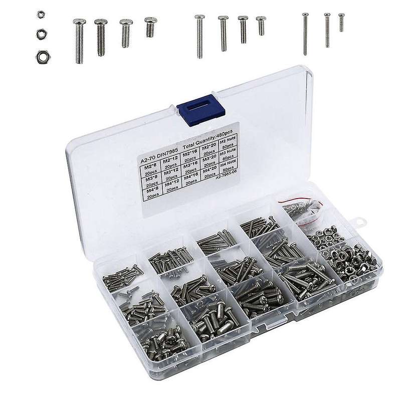 480pcs/set M2 M2.5 M3 Din7985 Gb818 Steel Cross Pan Head Screws Kit