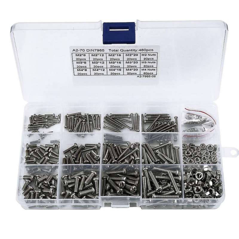 480pcs/set M2 M2.5 M3 Din7985 Gb818 Steel Cross Pan Head Screws Kit
