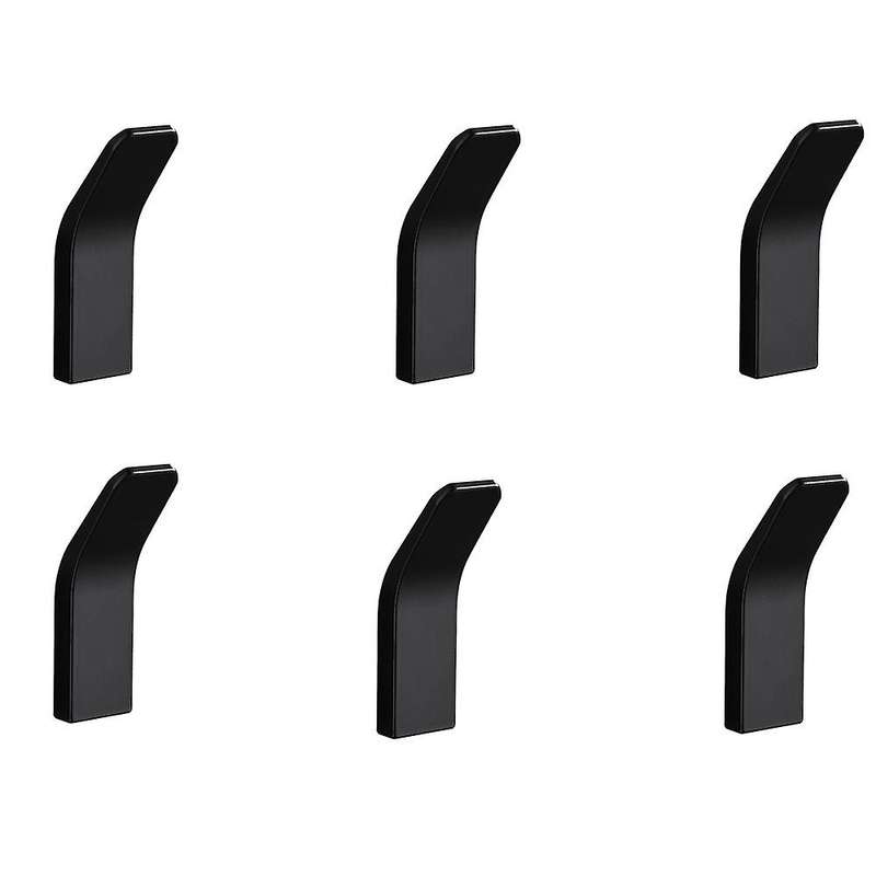 Towel Hook Bathroom Wall Hook, 6 Pack No Punch Black Hook Heavy