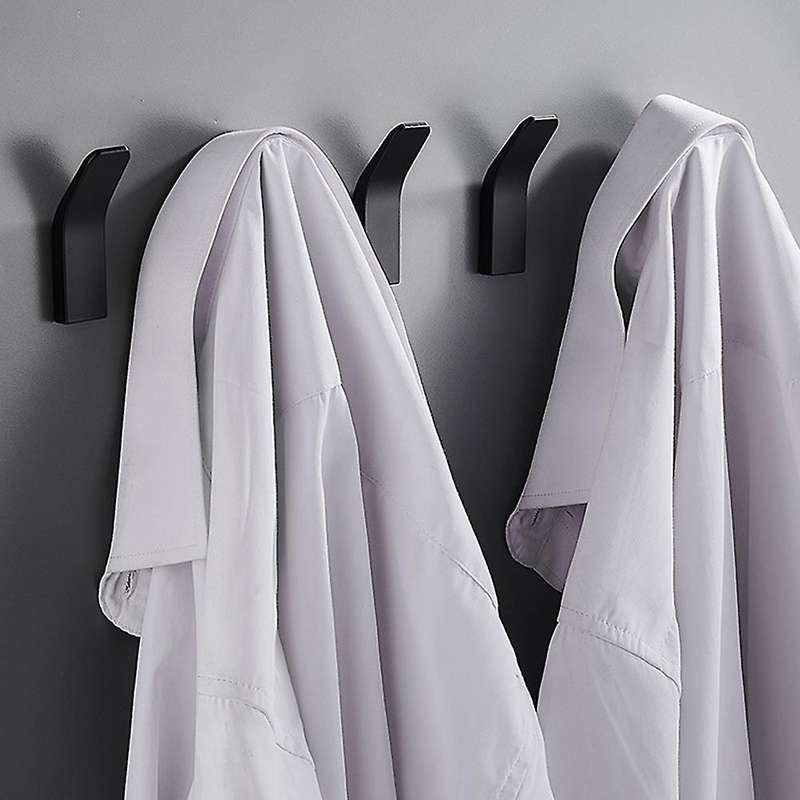 Towel Hook Bathroom Wall Hook, 6 Pack No Punch Black Hook Heavy