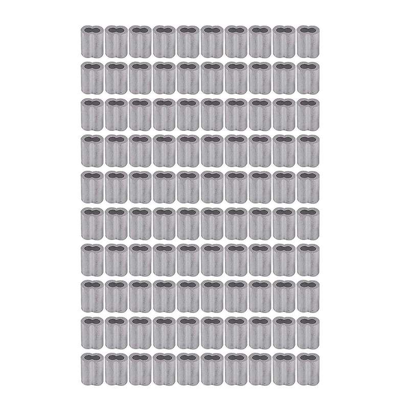 100pcs 1/8inch Crimps 50pcs Stainless Steel Thimble Rigging for Cable