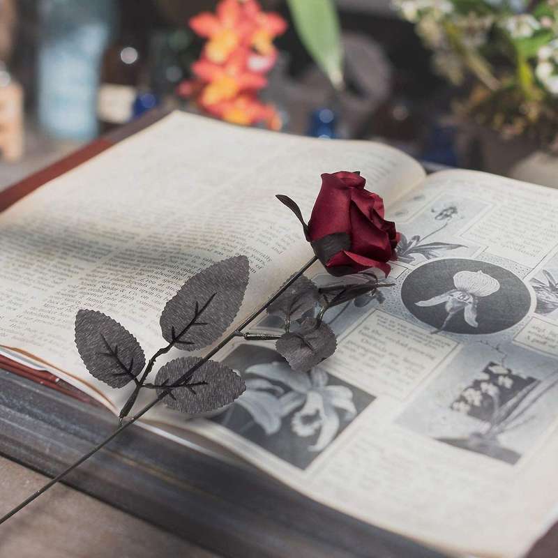 10 Pack Wine Red Artificial Silk Roses Flowers for Home Decorations