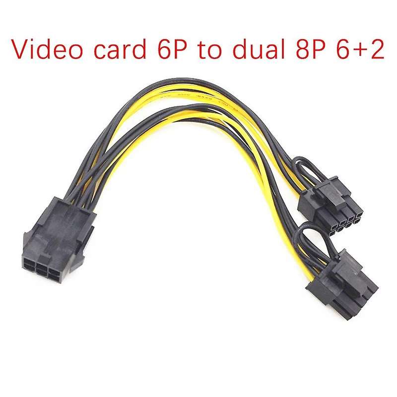 8pcs Pcie 6pin to Dual Pcie 6+2 Pin Power Cable Pci Express