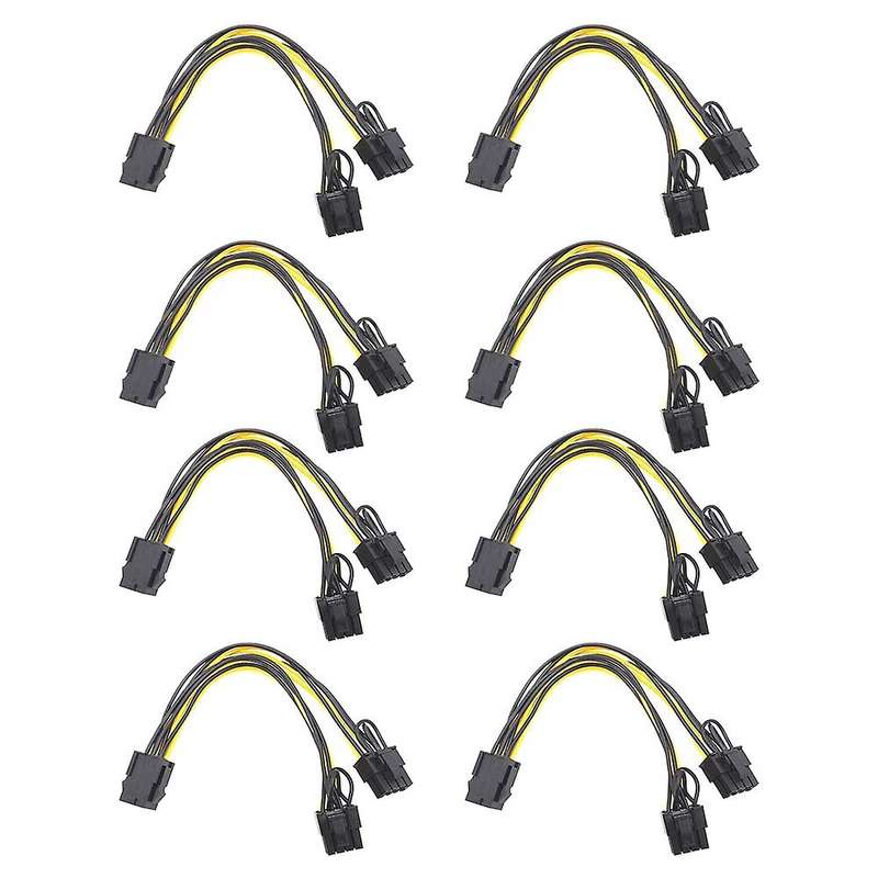 8pcs Pcie 6pin to Dual Pcie 6+2 Pin Power Cable Pci Express