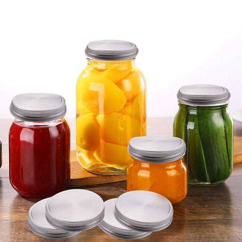 8 Pcs Stainless Steel Jar Lids 86mm Sealed Leak Proof Cover Silicone