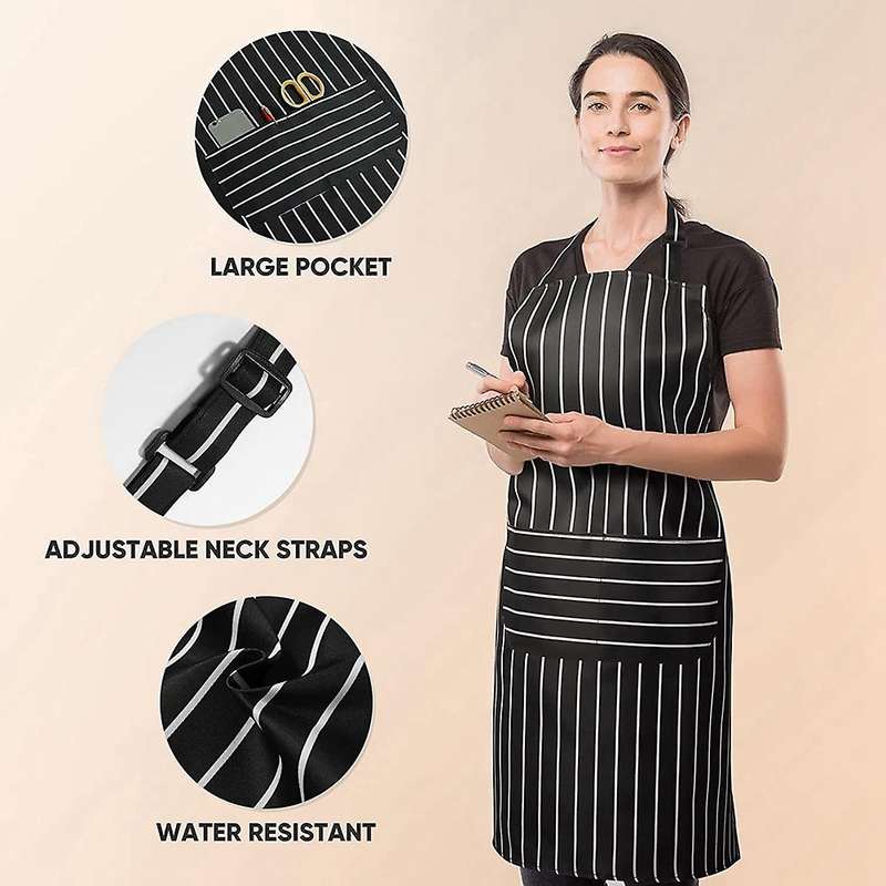 Aprons for Women and Men, Chef Apron for Cooking,white Pinstripe