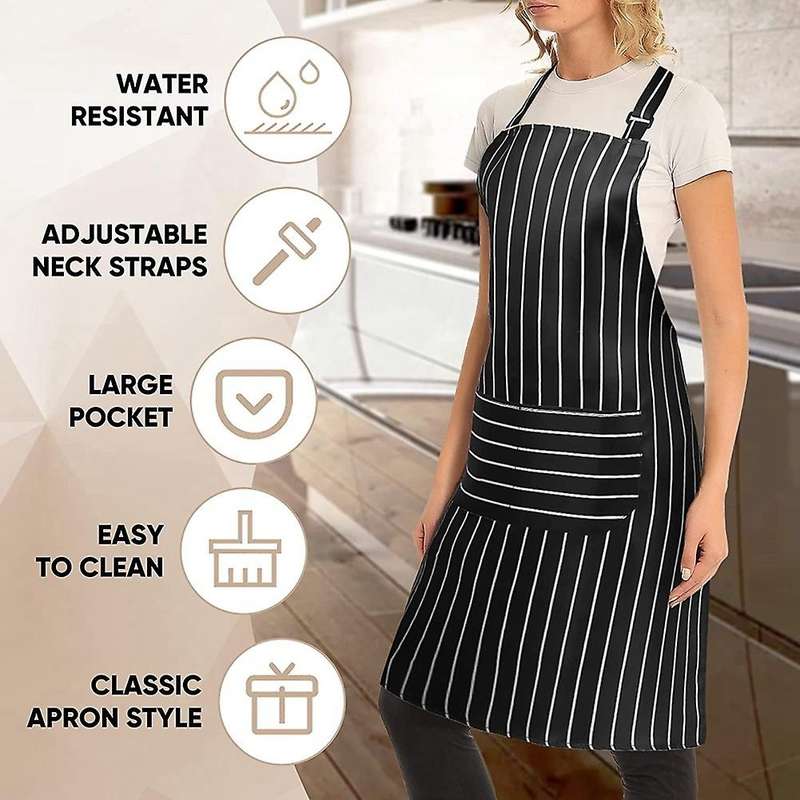 Aprons for Women and Men, Chef Apron for Cooking,white Pinstripe