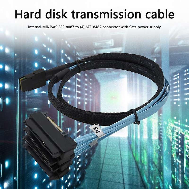 Mini Sas-36p Sff 8087 to 4 Sas 29p Cable 15p Sata Hard Drive Cable 1m