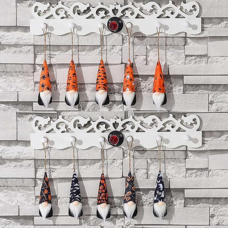 Halloween Hanging Gnome Ornaments Set Of 10,vampire Spider Pumpkin