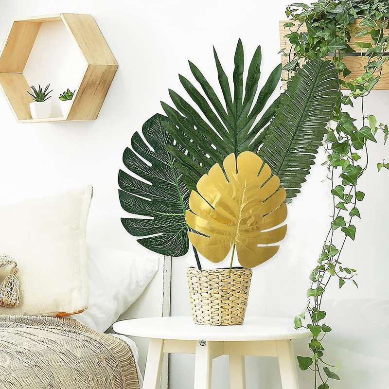 70 Pcs 10 Kinds Artificial Palm Leaves for Parties Decoration