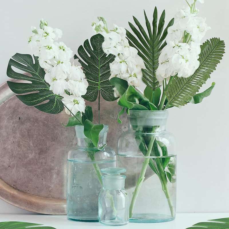 70 Pcs 10 Kinds Artificial Palm Leaves for Parties Decoration