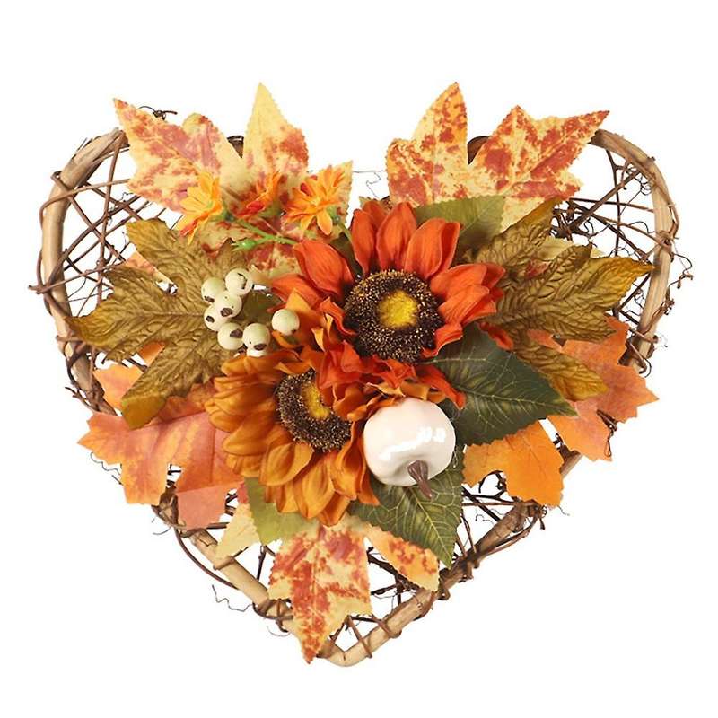 Artificial Sunflower Maple Wreath, for Indoor Outdoor Door Wall Decor