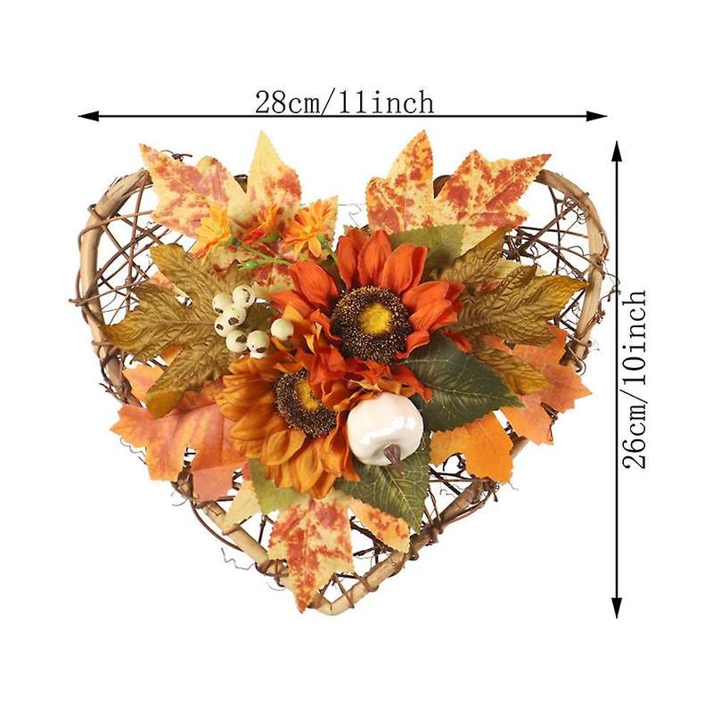 Artificial Sunflower Maple Wreath, for Indoor Outdoor Door Wall Decor
