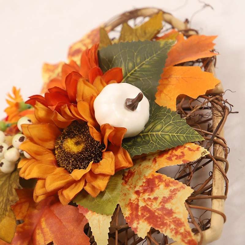Artificial Sunflower Maple Wreath, for Indoor Outdoor Door Wall Decor