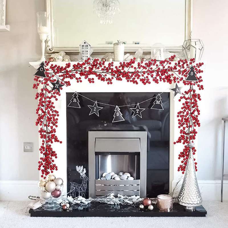 6.39ft Red Berry Christmas Artificial Garland for Christmas Decor