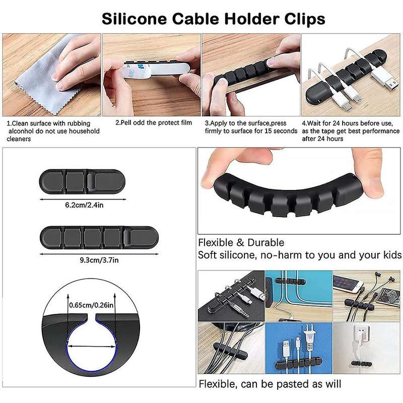 Cable Management Kit, Sleeve,self Adhesive Base,large Cable Clips
