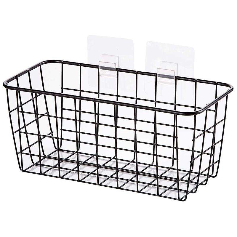Adhesive Sturdy Storage Baskets No Drilling Wall Mounted,2 Pack,black