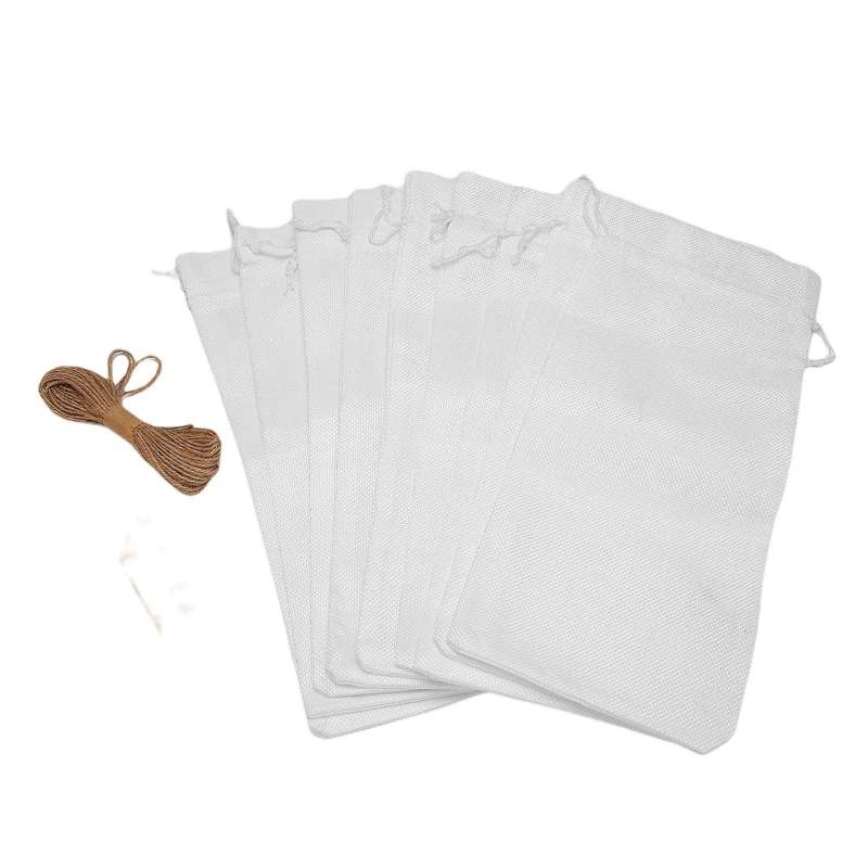 Burlap Wine Bags with Drawstrings,with Ropes and Tags White