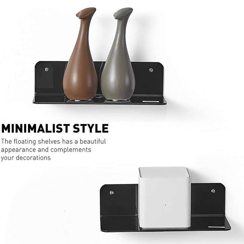 Acrylic Floating Wall Shelves Set for Smart Speaker with Cable Clips