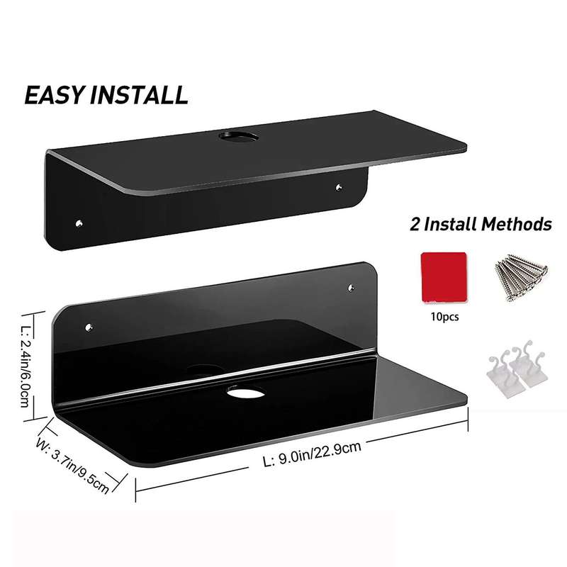Acrylic Floating Wall Shelves Set for Smart Speaker with Cable Clips
