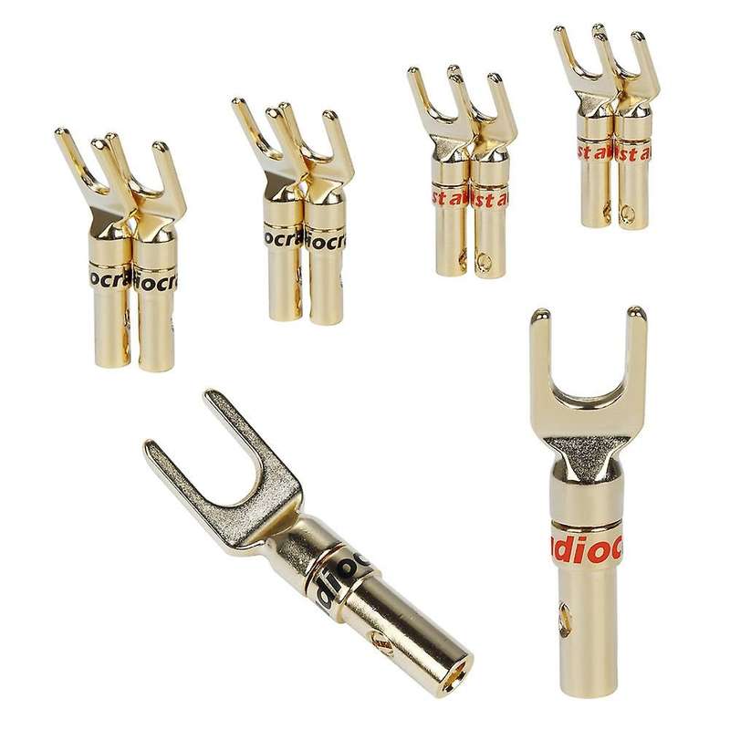 S101g Spade Plug 24k Gold Plated Fork Plug Speaker Y Connector