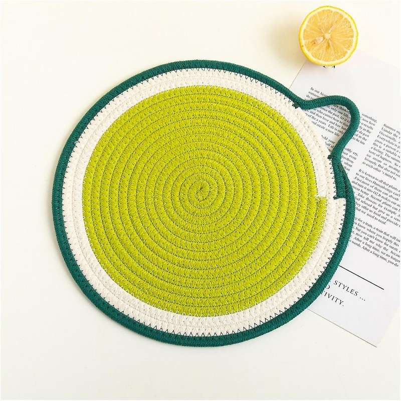 2pcs Round Placemats, Fruit-shaped Insulation Mats, Table(yellow)
