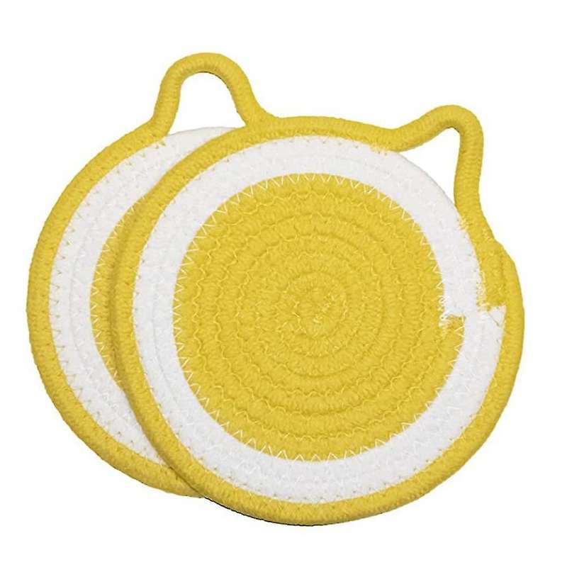2pcs Round Placemats, Fruit-shaped Insulation Mats, Table(yellow)