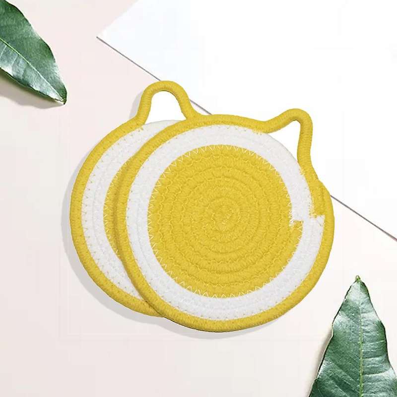 2pcs Round Placemats, Fruit-shaped Insulation Mats, Table(yellow)