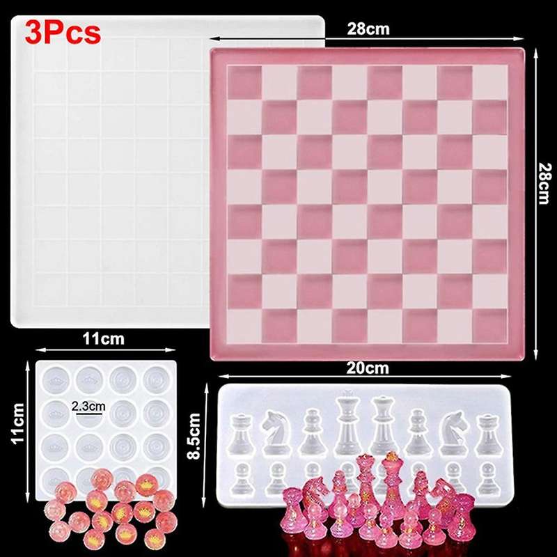 Crystal Epoxy Resin Mold International Chess Kit Silicone Mould