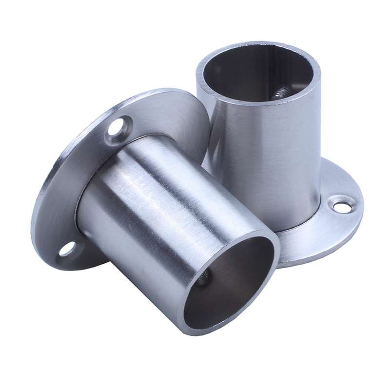 Wardrobe 25mm Tube Stainless Steel Rail Rod End Support Bracket 6pcs