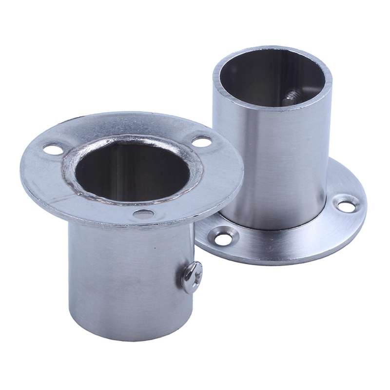 Wardrobe 25mm Tube Stainless Steel Rail Rod End Support Bracket 6pcs
