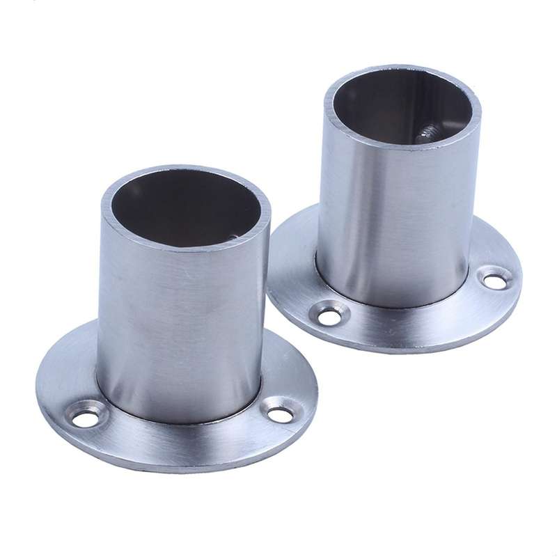 Wardrobe 25mm Tube Stainless Steel Rail Rod End Support Bracket 6pcs