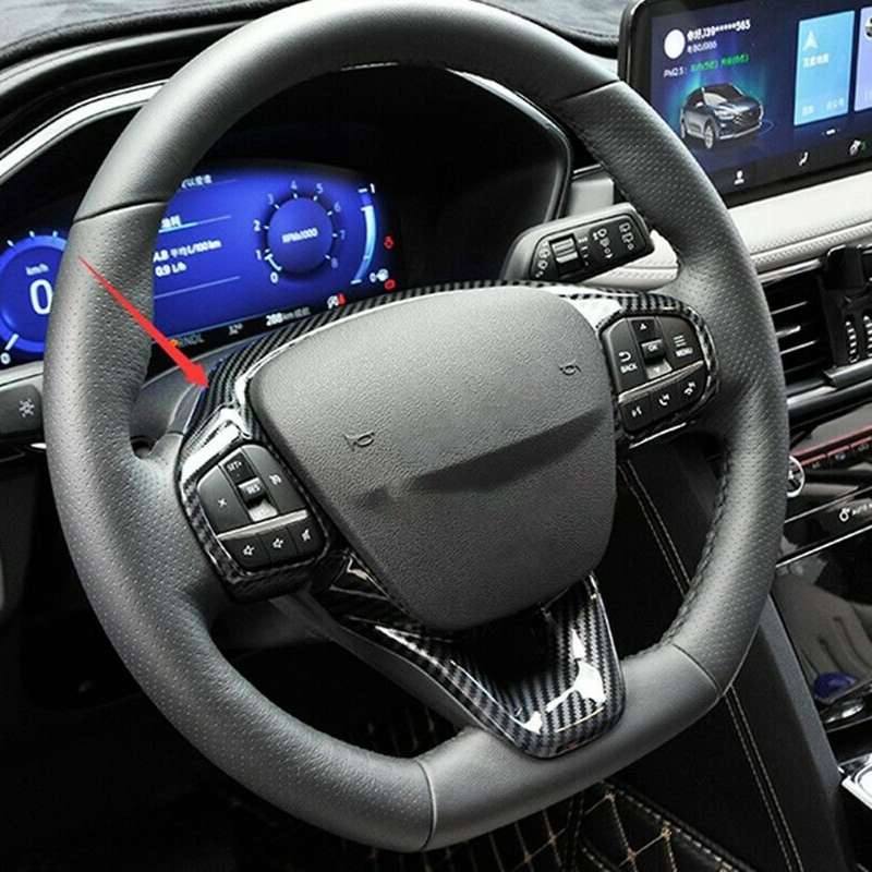 Car Steering Wheel Cover Trim for Ford Escape 2020-2021 Carbon Fiber