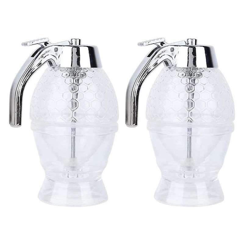 2pcs Honey Dispenser Non-drip Syrup Dispenser with Stand Honey Cup