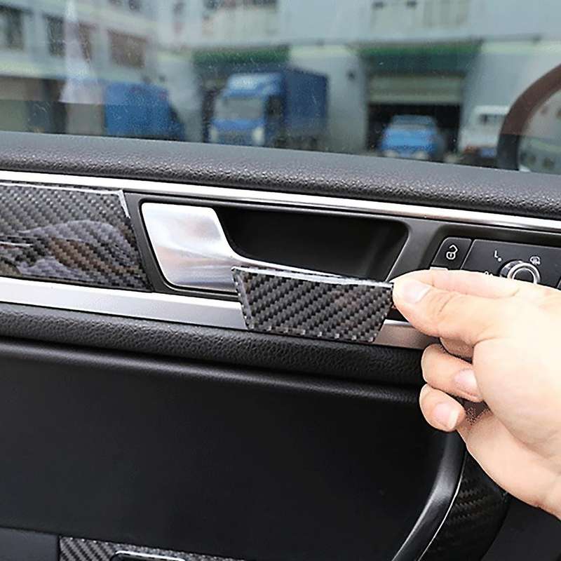 Soft Carbon Fiber Inner Door Bowl Sticker Cover for Touareg 2011-2018