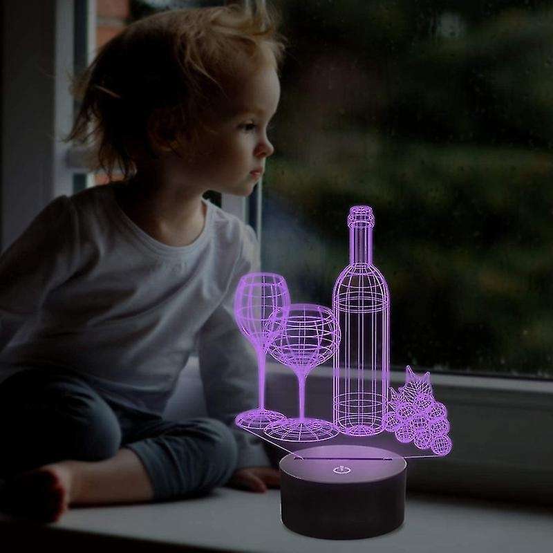 3d Wine Cup Bottle Night Lights Lamp,birthday Xmas Gifts for Kids