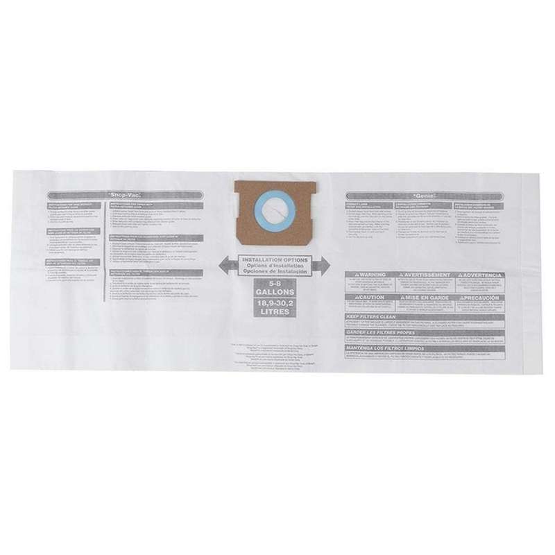 6x Dry Dust Bag 5 to 8 Gallon Vacuum Cleaner for Shop Vac 90661