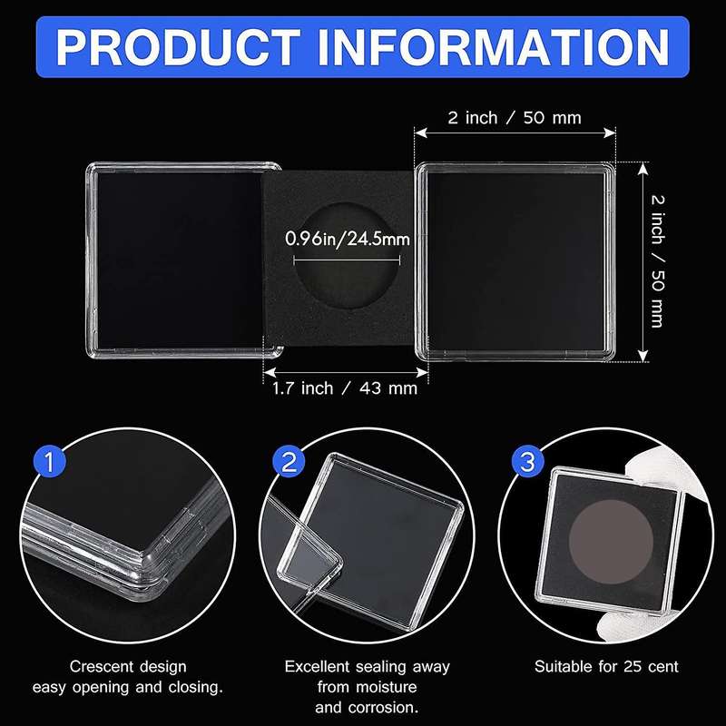 20 Pcs Silver Dollar Coin Holder,2 X 2 Half Dollar Coin Holder,24.5mm