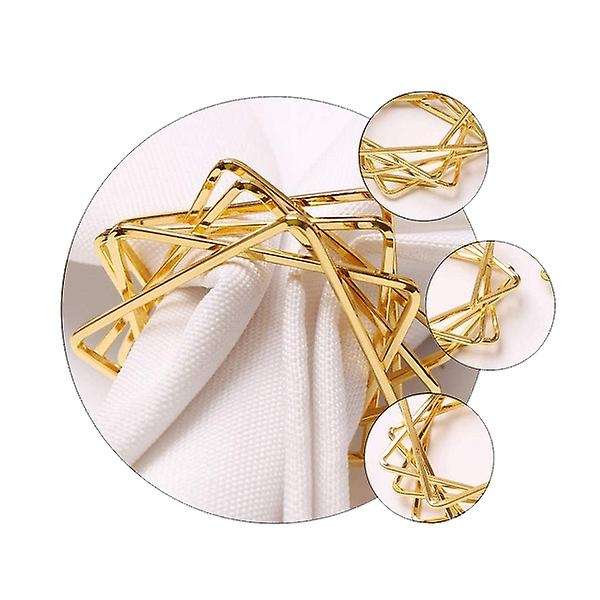 6pcs Polygon Star Design Napkin Rings Metal Napkin Holders Golden