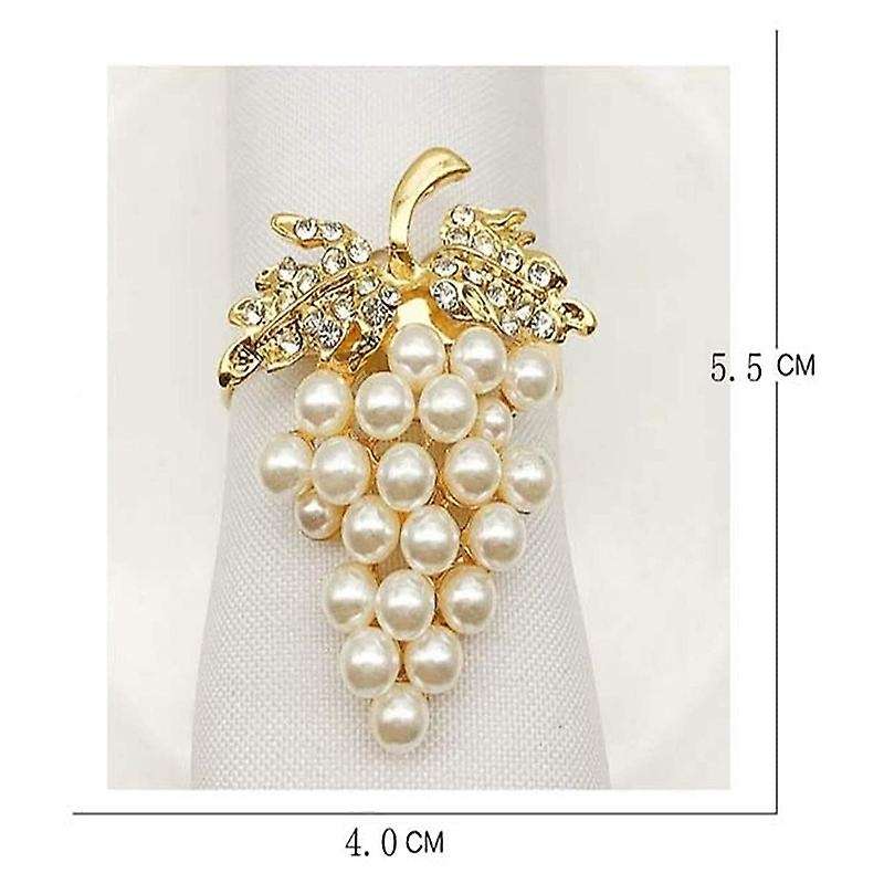 12 Pcs Pearl Gold Grape Shape Napkin Buckle Wedding Party Table Decor