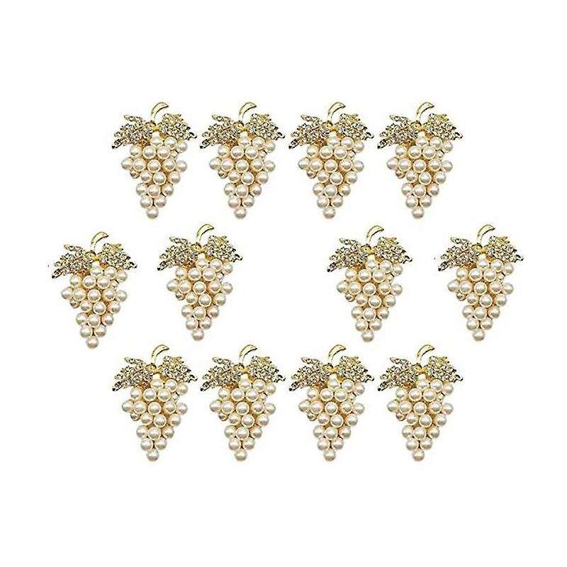 12 Pcs Pearl Gold Grape Shape Napkin Buckle Wedding Party Table Decor
