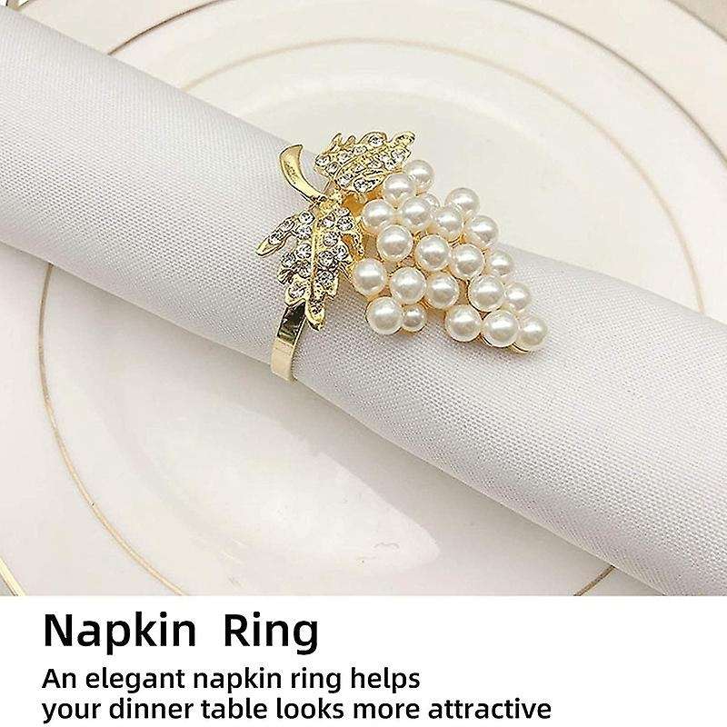 12 Pcs Pearl Gold Grape Shape Napkin Buckle Wedding Party Table Decor