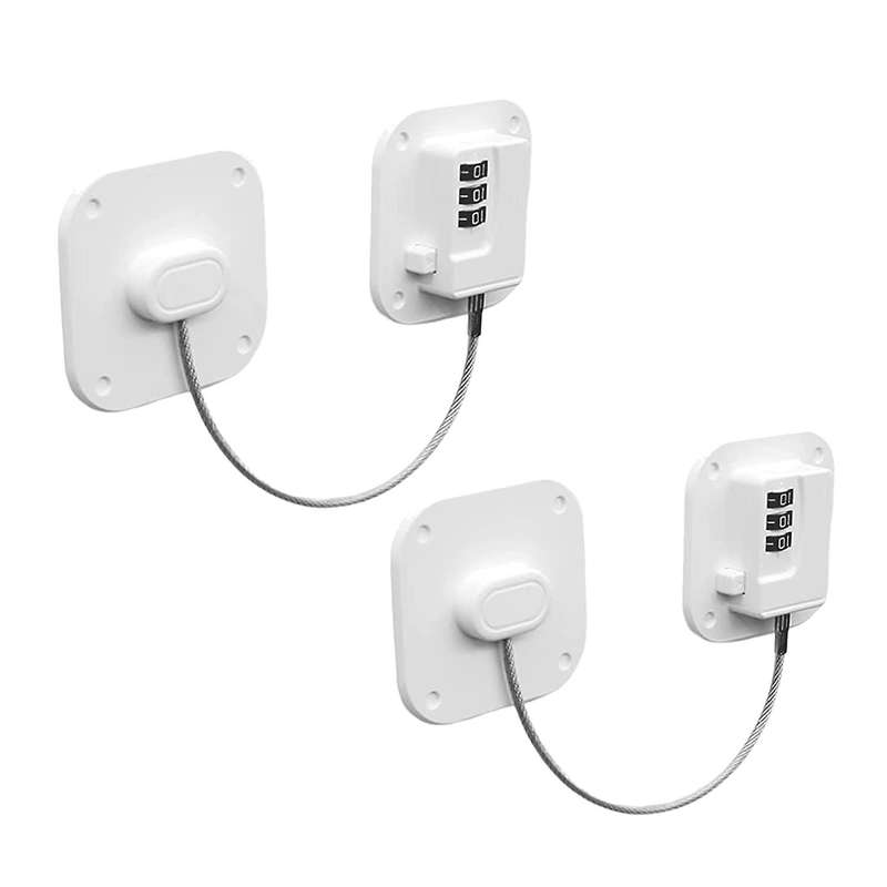 2 X No Drilling Refrigerator Lock for Children Under 5 Years, White