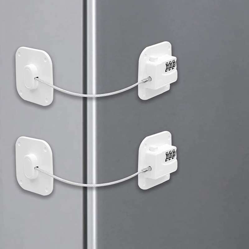 2 X No Drilling Refrigerator Lock for Children Under 5 Years, White