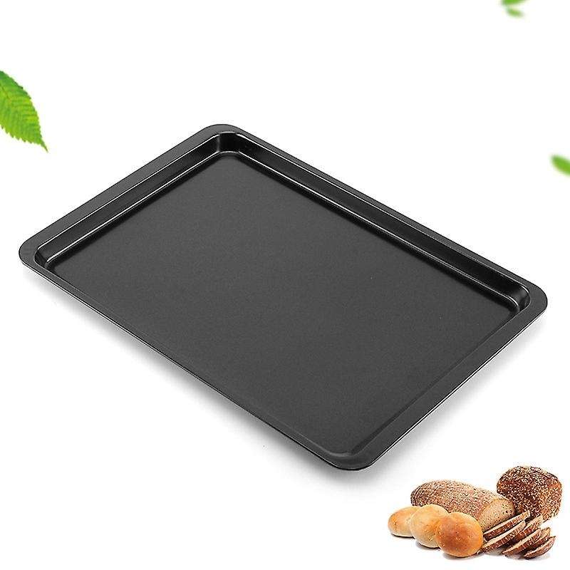 2pcs  Rectangular Non-stick Bread Cake Baking Tray Black for Kitchen