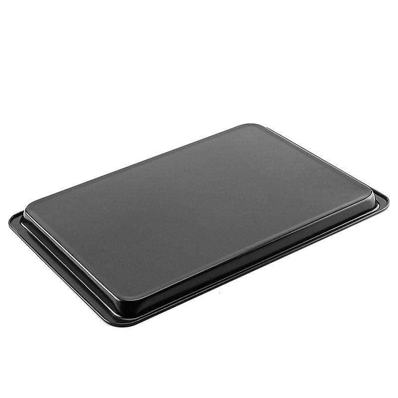 2pcs  Rectangular Non-stick Bread Cake Baking Tray Black for Kitchen