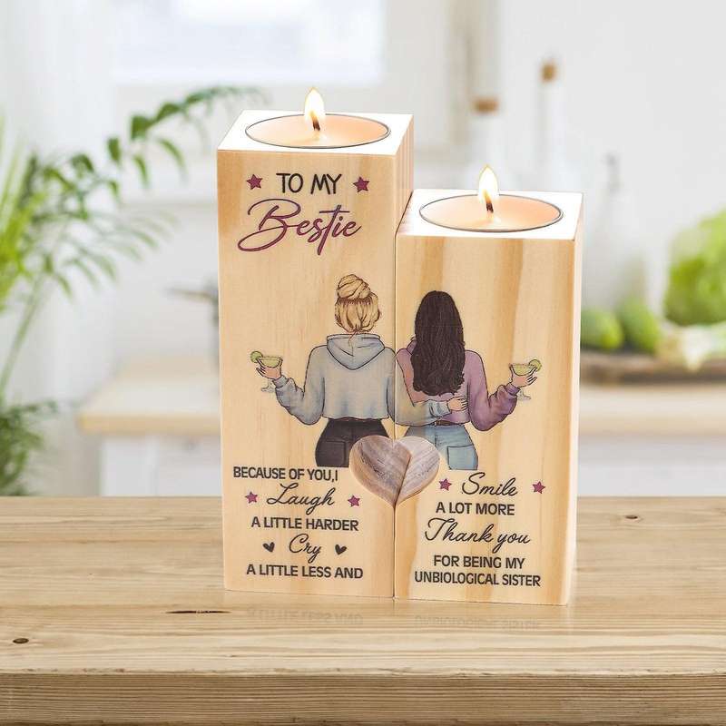 Wooden Candle Holder for Friend Couples Gift Candlestick Holders -a