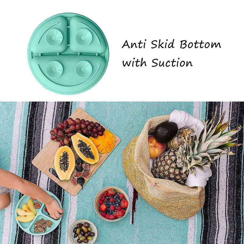 Silicone Divided Plate - Bpa Free - Microwave Safe Dishes - Set Of 3