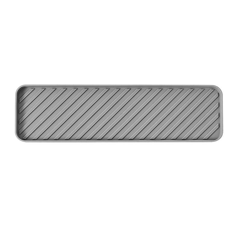 Silicone Organizer Tray, Soap and Sponge Holder(light Gray)