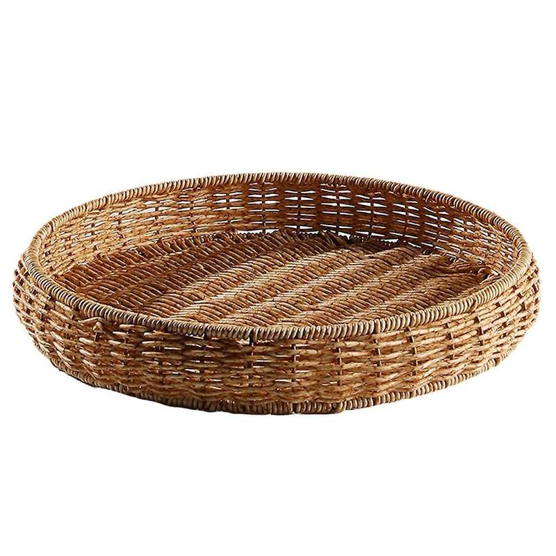 Woven Storage Basket Round Wicker Basket Tabletop Bread Food Plate,l